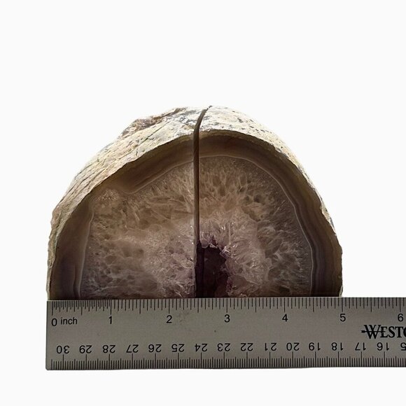 Amethyst Center Agate bookends w/ Naturally Heart Shaped Geode Center Stone (FN) - Picture 9 of 10